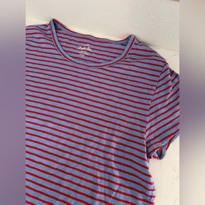 J. Crew SZ L Red & Blue Crew Neck Short Sleeve Shirt 100% Cotton